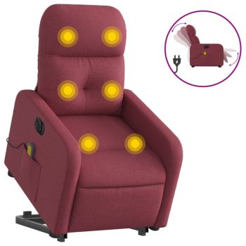 Električni masažni naslonjač na podizanje od tkanine boja vina