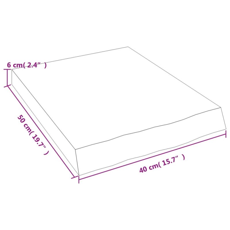 Zidna polica svjetlosmeđa 40x50x(2-6) cm obrađena hrastovina - Slika 4
