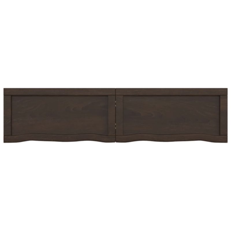 Zidna polica tamnosmeđa 120x30x(2-6) cm od obrađene hrastovine - Slika 3