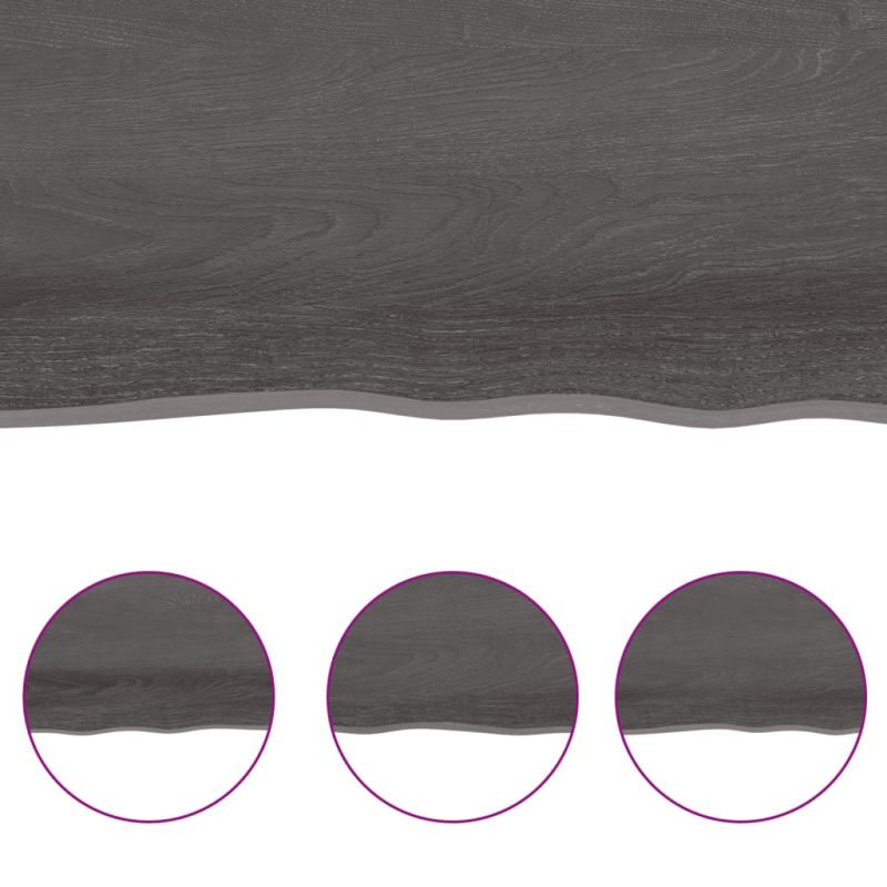 Zidna polica tamnosmeđa 120x30x(2-6) cm od obrađene hrastovine - Slika 4
