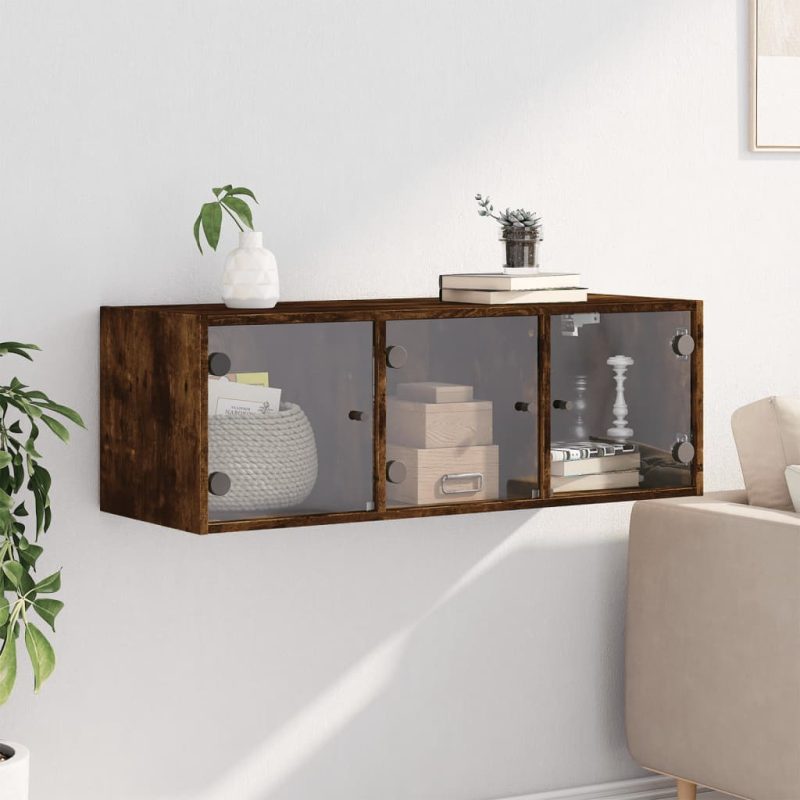 Zidni ormarić sa staklenim vratima boja hrasta 102 x 37 x 35 cm - Slika 3