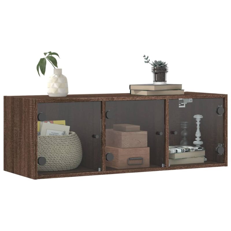 Zidni ormarić sa staklenim vratima boja hrasta 102 x 37 x 35 cm - Slika 4