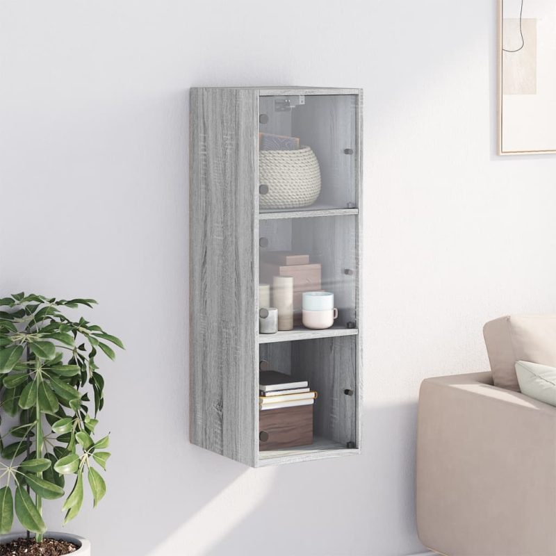 Zidni ormarić sa staklenim vratima boja hrasta 35 x 37 x 100 cm - Slika 3