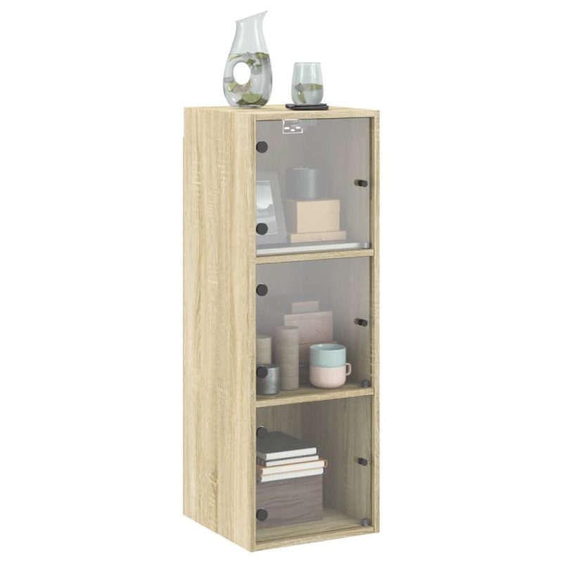 Zidni ormarić sa staklenim vratima boja hrasta 35 x 37 x 100 cm - Slika 4