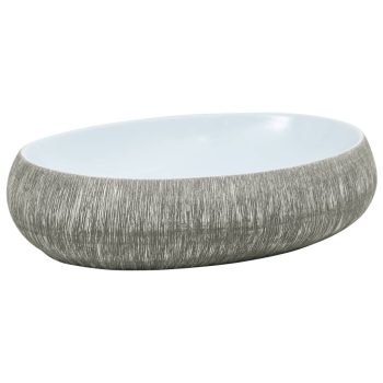 Nadgradni umivaonik sivo-plavi ovalni 59x40x15 cm keramički