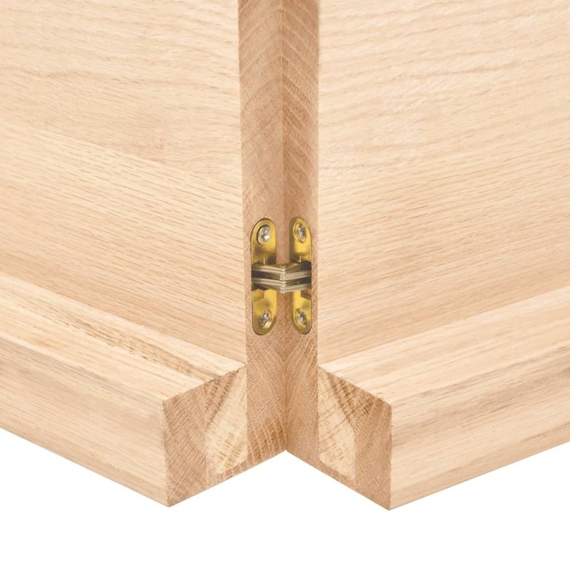 Zidna polica 120 x 30 x (2-6) cm neobrađena masivna hrastovina - Slika 3