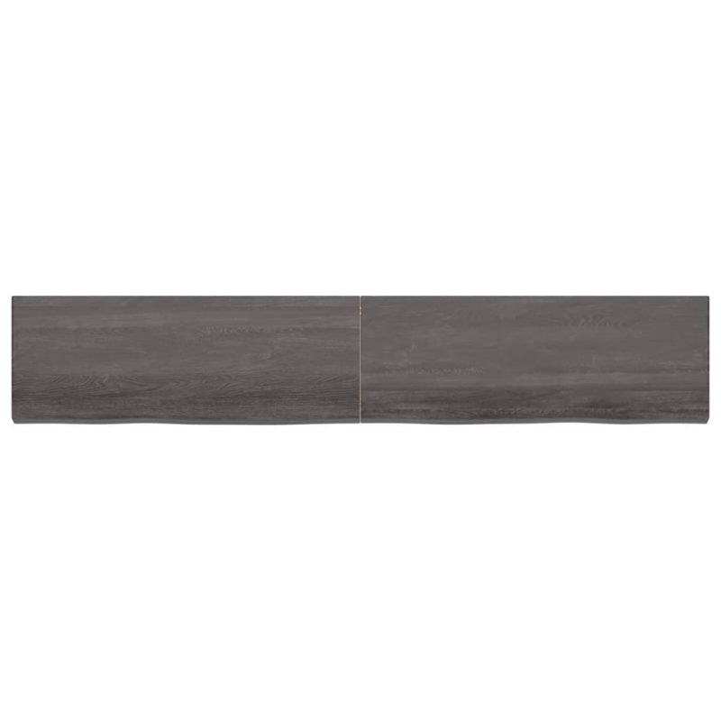 Zidna polica tamnosmeđa 220x40x(2-6) cm od obrađene hrastovine