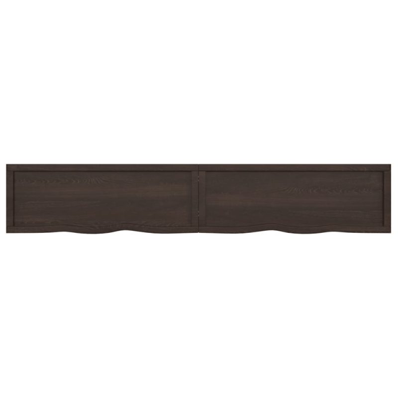 Zidna polica tamnosmeđa 220x40x(2-6) cm od obrađene hrastovine - Slika 3