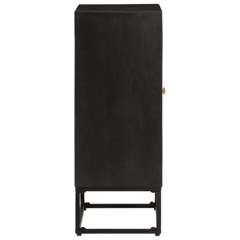Komoda crna 55 x 30 x 76 cm od masivnog drva manga i željeza - Slika 4