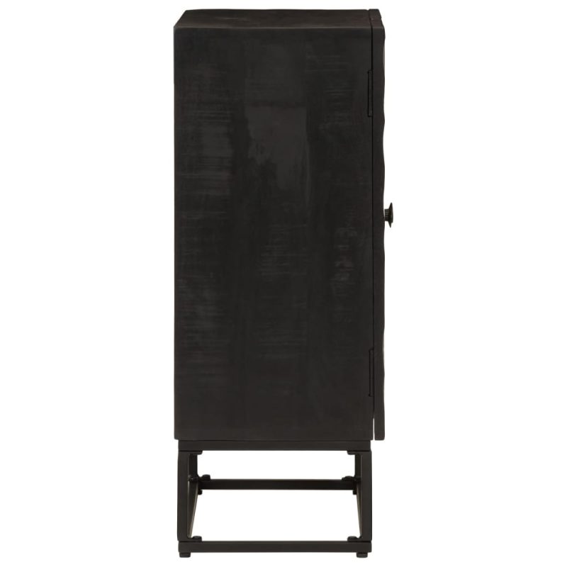 Komoda crna 55 x 30 x 76 cm od masivnog drva manga i željeza - Slika 4