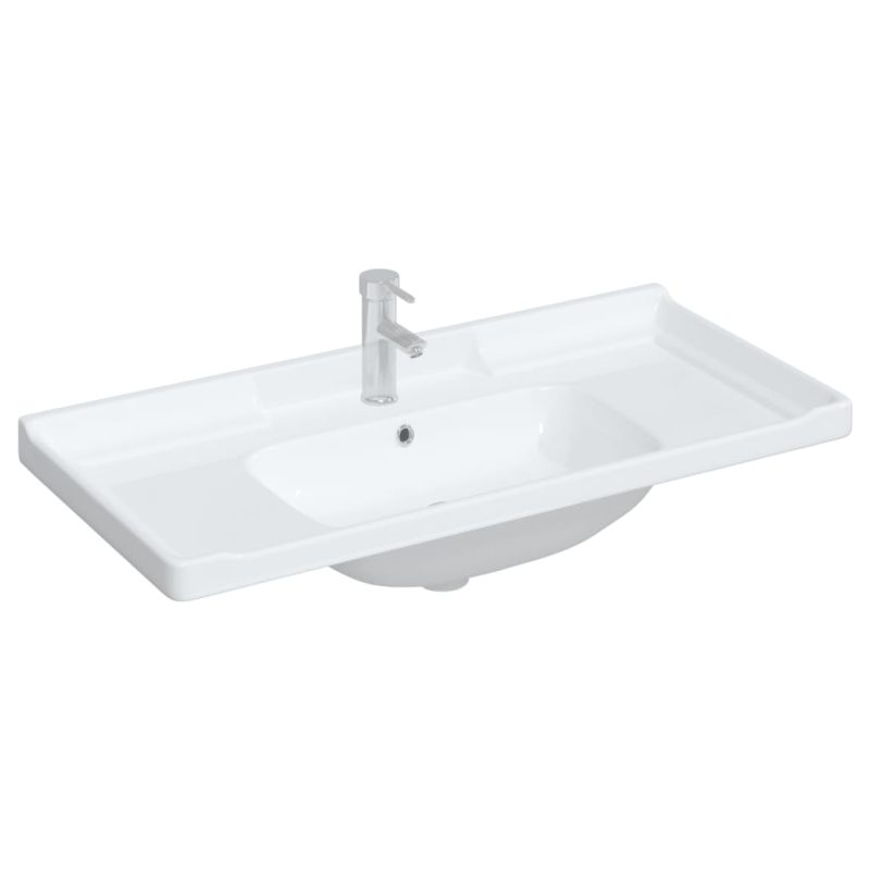 Kupaonski umivaonik bijeli 100x48x23 cm pravokutni keramički - Slika 3