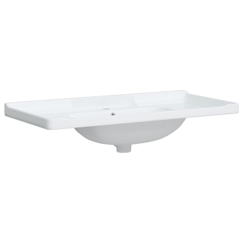 Kupaonski umivaonik bijeli 100x48x23 cm pravokutni keramički - Slika 4