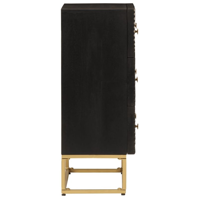 Ladičar crni 55 x 30 x 76 cm od masivnog drva manga i željeza - Slika 4