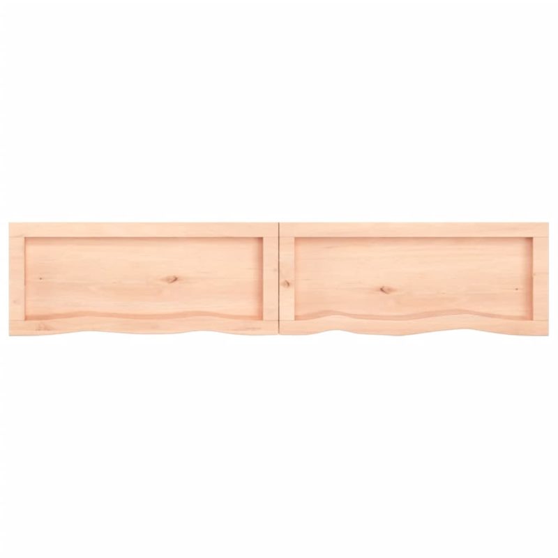 Zidna polica 140x30x(2-6) cm neobrađena masivna hrastovina - Slika 4