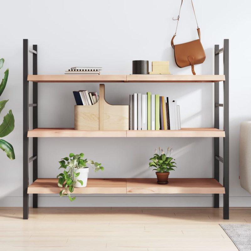 Zidna polica 140x50x(2-4) cm neobrađena masivna hrastovina - Slika 3