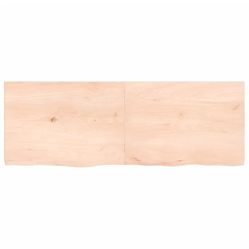 Zidna polica 140x50x(2-4) cm neobrađena masivna hrastovina - Slika 4