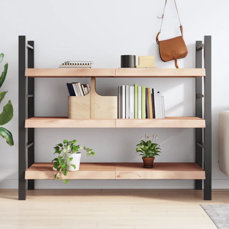Zidna polica 140x60x(2-6) cm neobrađena masivna hrastovina - Slika 3