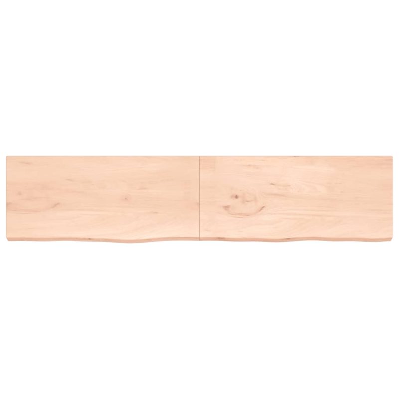Zidna polica 220x50x(2-4) cm neobrađena masivna hrastovina - Slika 4