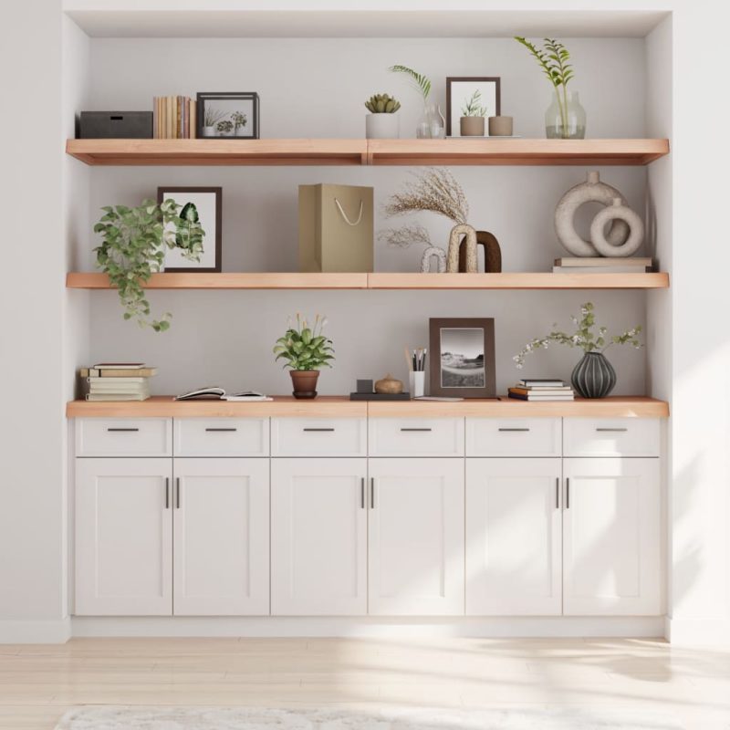 Zidna polica 220x50x(2-6) cm neobrađena masivna hrastovina - Slika 3