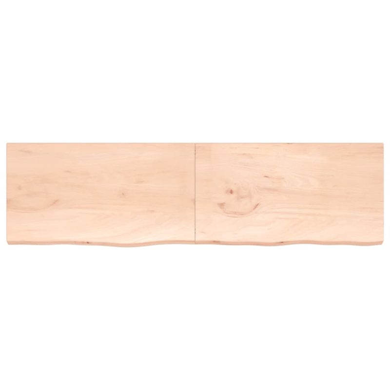 Zidna polica 220x60x(2-4) cm neobrađena masivna hrastovina - Slika 4