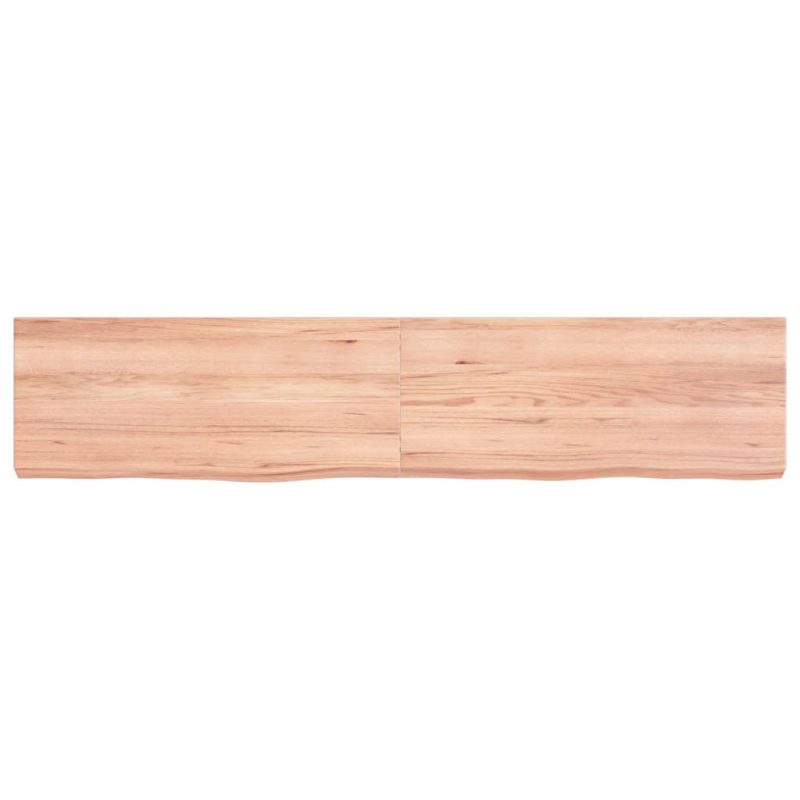 Zidna polica svjetlosmeđa 140x30x(2-6) cm obrađena hrastovina - Slika 4