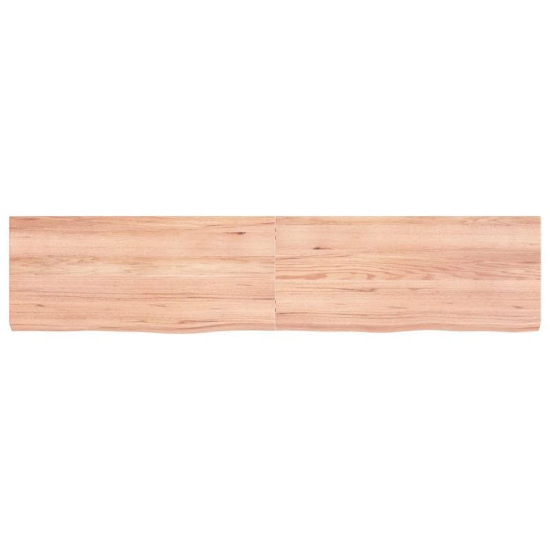 Zidna polica svjetlosmeđa 180x40x(2-6) cm obrađena hrastovina - Slika 4
