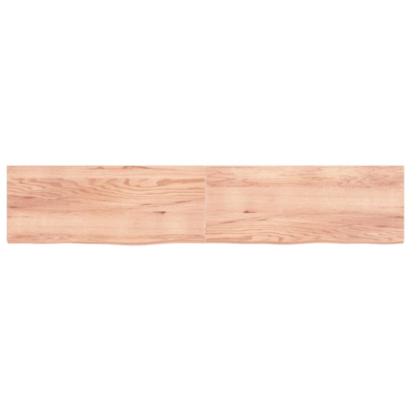 Zidna polica svjetlosmeđa 200x40x(2-4) cm obrađena hrastovina - Slika 4