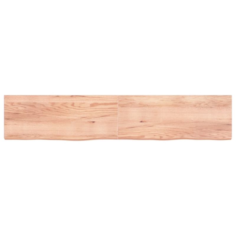 Zidna polica svjetlosmeđa 200x40x(2-6) cm obrađena hrastovina - Slika 4