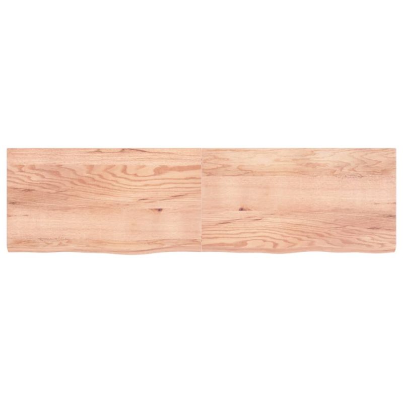 Zidna polica svjetlosmeđa 220x60x(2-6) cm obrađena hrastovina - Slika 4