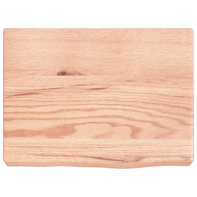 Zidna polica svjetlosmeđa 40x30x(2-6) cm obrađena hrastovina - Slika 4