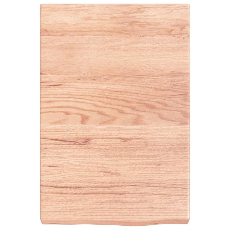 Zidna polica svjetlosmeđa 40x60x(2-6) cm obrađena hrastovina - Slika 4