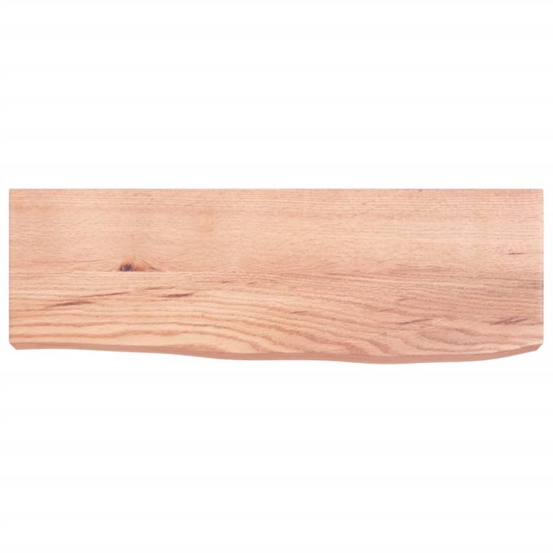 Zidna polica svjetlosmeđa 60x20x6 cm od obrađene hrastovine - Slika 4