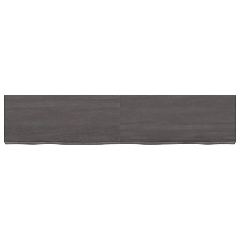 Zidna polica tamnosmeđa 140x30x(2-6) cm od obrađene hrastovine - Slika 4