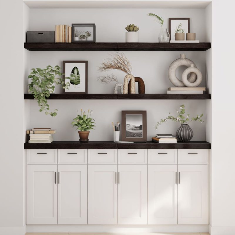 Zidna polica tamnosmeđa 160x30x(2-6) cm od obrađene hrastovine - Slika 3