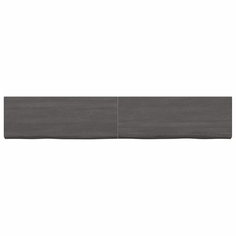 Zidna polica tamnosmeđa 160x30x(2-6) cm od obrađene hrastovine - Slika 4