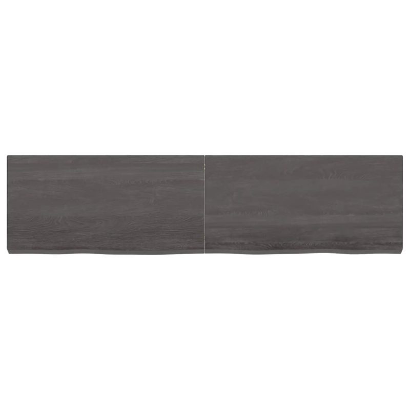 Zidna polica tamnosmeđa 160x40x(2-6) cm od obrađene hrastovine - Slika 4