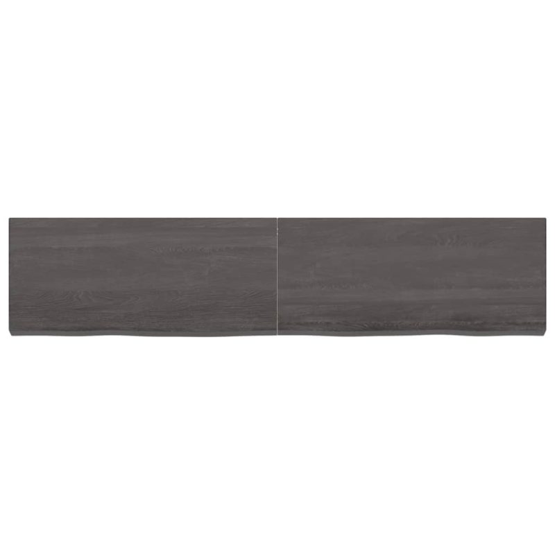 Zidna polica tamnosmeđa 180x40x(2-6) cm od obrađene hrastovine - Slika 4