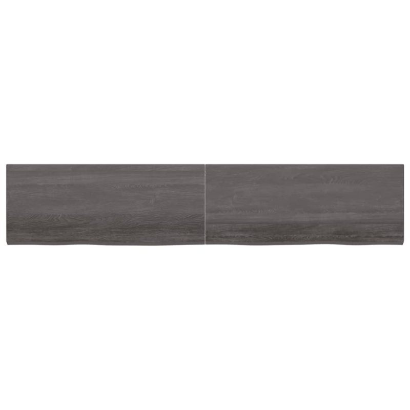 Zidna polica tamnosmeđa 200x40x(2-4) cm od obrađene hrastovine - Slika 4