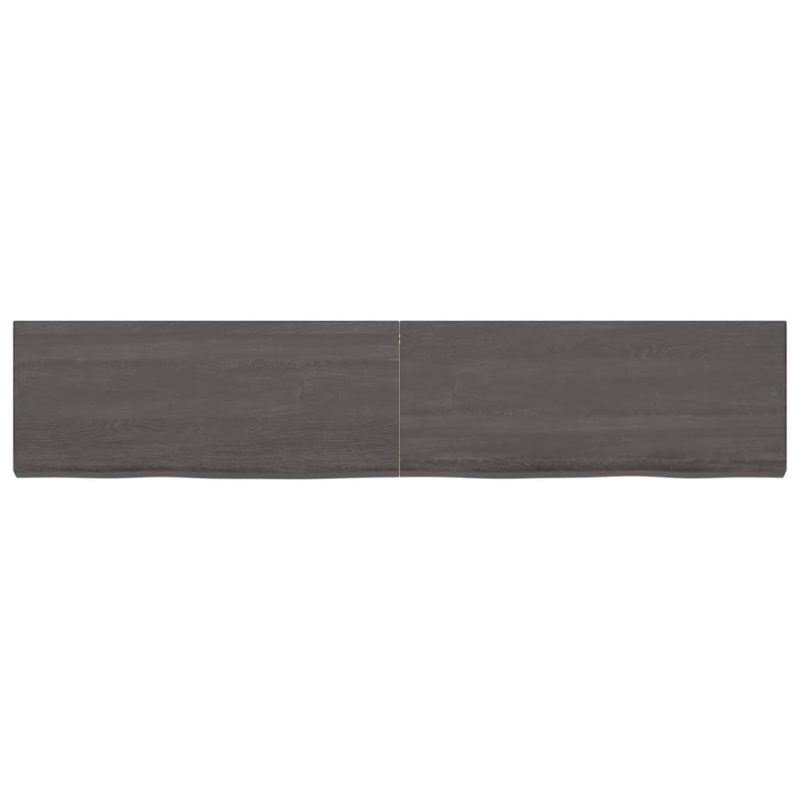 Zidna polica tamnosmeđa 200x40x(2-6) cm od obrađene hrastovine - Slika 4