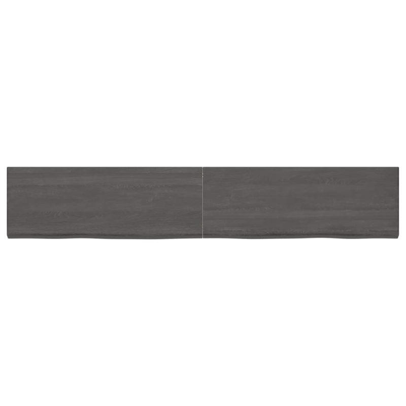 Zidna polica tamnosmeđa 220x40x(2-4) cm od obrađene hrastovine - Slika 4