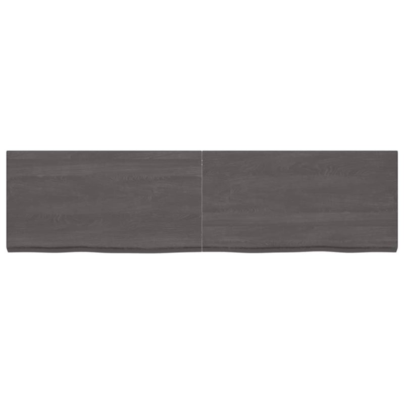 Zidna polica tamnosmeđa 220x60x(2-6) cm od obrađene hrastovine - Slika 4