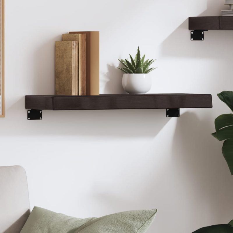 Zidna polica tamnosmeđa 60x20x6 cm od obrađene hrastovine - Slika 3