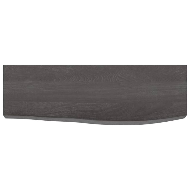 Zidna polica tamnosmeđa 60x20x6 cm od obrađene hrastovine - Slika 4