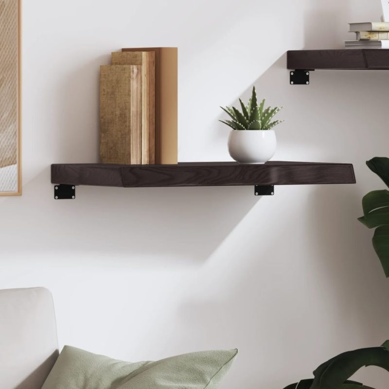 Zidna polica tamnosmeđa 60x40x(2-6) cm od obrađene hrastovine - Slika 3