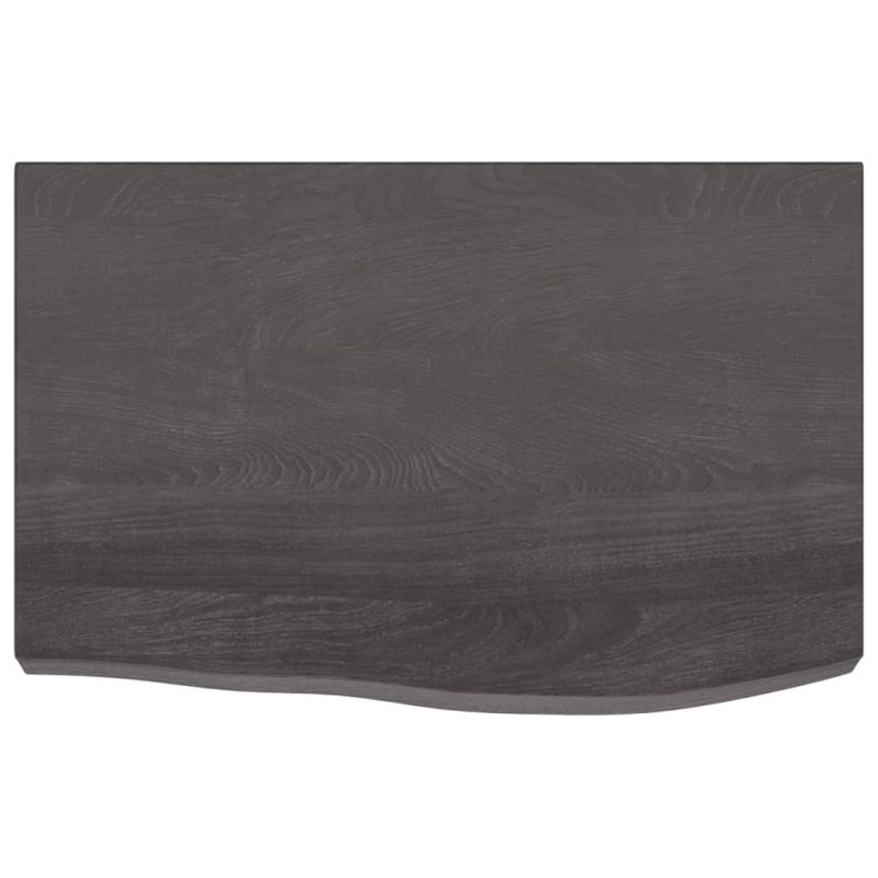 Zidna polica tamnosmeđa 60x40x(2-6) cm od obrađene hrastovine - Slika 4