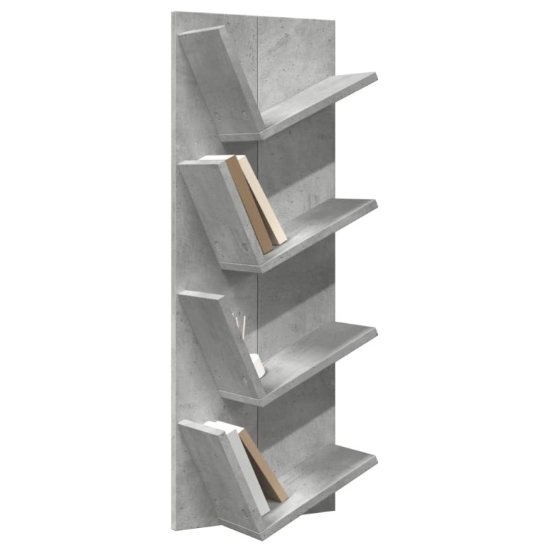 Zidne police za knjige s 4 razine betonska siva 33 x 16 x 90 cm - Slika 4