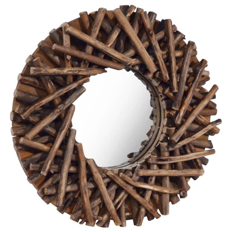Zidno ogledalo od tikovine 40 cm okruglo