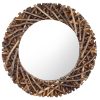 Zidno ogledalo od tikovine 60 cm okruglo