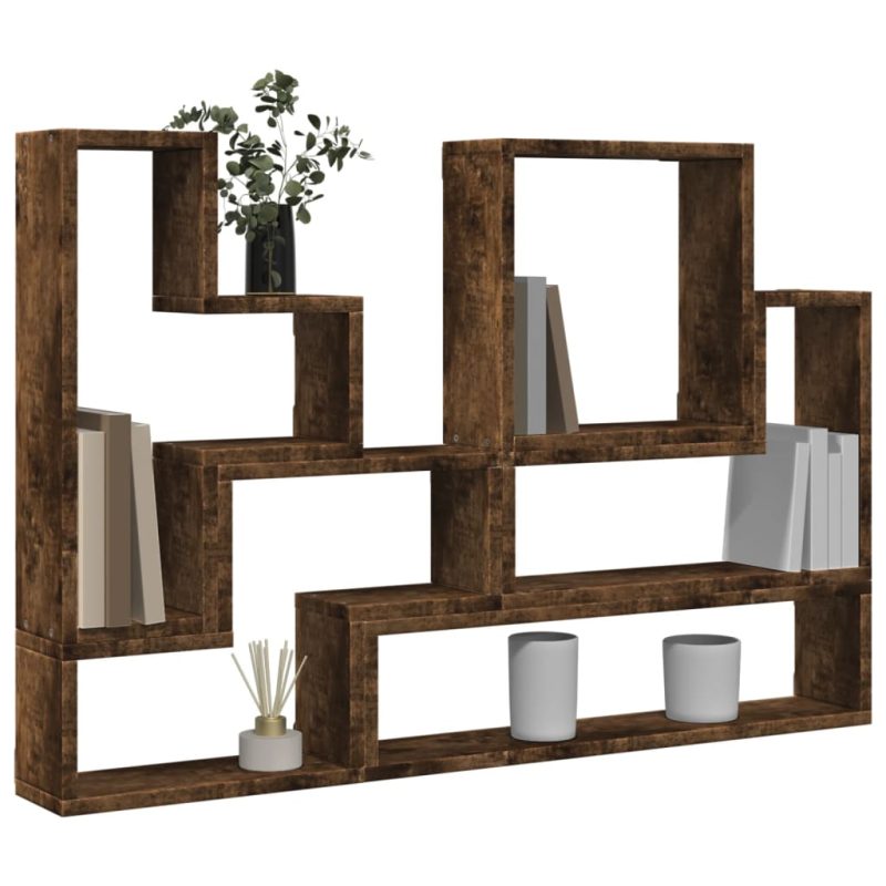 Zidna polica boja dimljenog hrasta 96x12x64cm konstruirano drvo - Slika 4
