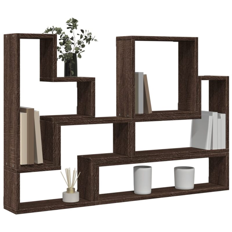 Zidna polica boja smeđeg hrasta 96x12x64 cm konstruirano drvo - Slika 4